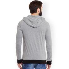 SALE- GRITSTONES Men Grey Melange Hooded T-Shirt