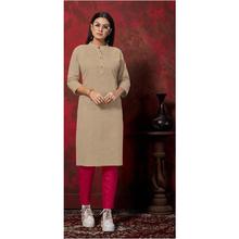 Plain Round Cut Buttoned Kurti For Women