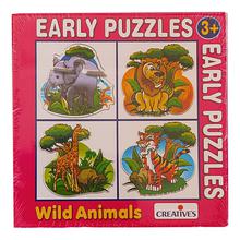 Creative Educational Aids Early Puzzles (Wild Animals) - Pink