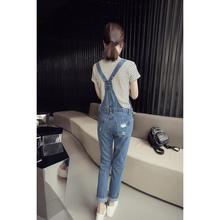 Denim overalls _2019 loose hole denim overalls female