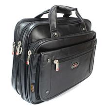 Black Solid Leather Laptop Bag/File Bag