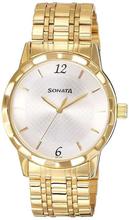 Sonata 7113YM01 Classic Silver Dial Analog Watch For Men - Golden