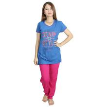 INSLL135 Printed Pyajama Set- Blue/Pink