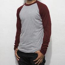 Grey / Maroon Baseball T-shirt For Men