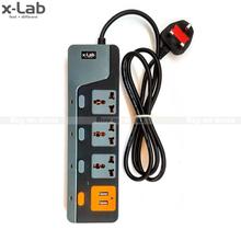 xLab 3 Socket + 2 USB Universal Power Extension Cord (XEC-342USB)