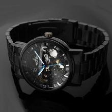 FashionieStore Men's wristwatch Men Hollow Skeleton Automatic Mechanical Stainless Steel Wrist Watch