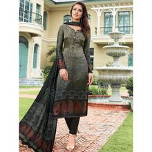 Stylee Lifestyle Grey Satin Printed Dress Material - 1865