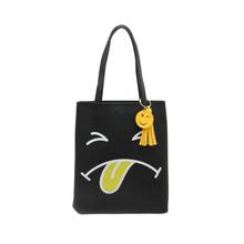 Black Smiley Printed Handbag (4712119408003)