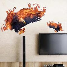 3D Flame Eagle Animal Individuality Room Decorative Wall Door Decor Sticker