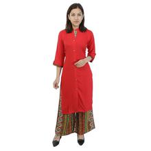 Red Alpine Rayon Middle Cut Kurti & Palazzo Set For Women