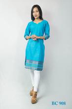 Torquize Blue  South cotton bordered Kurti -BC 908