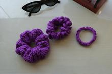 Crochet scrunchies purple color hair tie - 3Combo