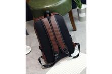 Korean Design Two Front Pockets PU Leather Shoulder Laptop Backpack