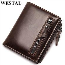 WESTAL Men's Wallet Genuine Leather Purse Wallet Male