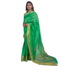 Green Kota Silk Saree with Heavy Zari Border - 5007