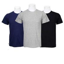 Pack Of 3 Plain 100% Cotton T-Shirt For Men- Blue/Grey/Black