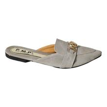 Grey Pointed Slip On Mules Shoes For Women