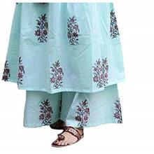 Marlin Women's Cotton Kurti With Palazzo Pant Set (Green)