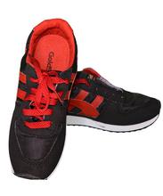 GoldStar Full Black with Red Stripe Shoes (038)