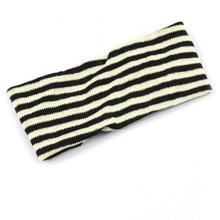 Black/White Striped 100% Cotton Hairband For Women