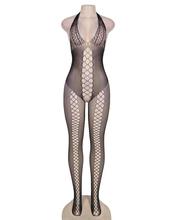 Black Fishnet Open Back Body Stocking Lingerie