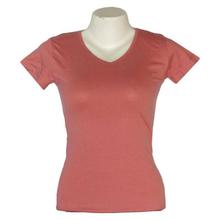 Peach Cotton Solid T-Shirt For Women