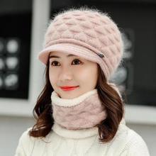 Double layer design winter hats for women warm rabbit fur