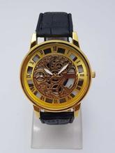 Nacked Dialed Fashionable Designed Analog Watch For Men - Gold Dial