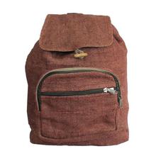 Maroon Hemp Flap Lock Backpack- Unisex