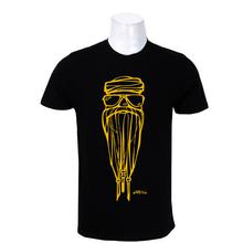 Wosa - Black Round Neck Cool Guy With Beard Print Half Sleeve Tshirt for Men