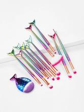 Fish Shaped Ombre Handle Eye Brush 11pcs