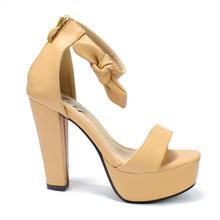 Brown Bow Ankle Strap Heels For Women  - QY109