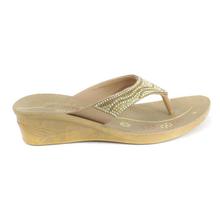 Golden V-Strap Sandals For Women