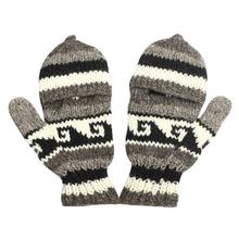 Grey/Black/White Textured Woolen Gloves - Unisex