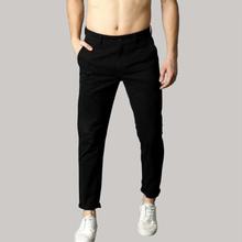 Black Stretchable Cotton Pants For Men By Nyptra