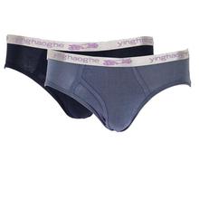 Pack Of 2 Cotton Briefs For Men - Grey/Navy Blue