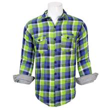 Green/Blue Winter Check Shirt Double Layer For Men