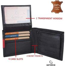 GETOREE Men's Florence Leather RFID Protected Wallet (Black)