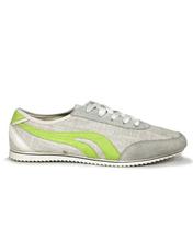 Light Grey/Green Canvas Lace-Up Shoes For Men - 2900