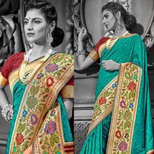 Green Kanjivaram Banarasi Silk Saree with Blouse Piece for Party, Wedding, Festival and Causal