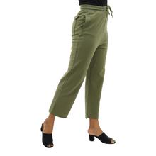 Green Cotton Back Pocket Design Trouser For Women