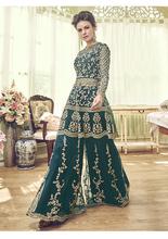 Stylee Lifestyle Green Net Embroidered Dress Material -2059