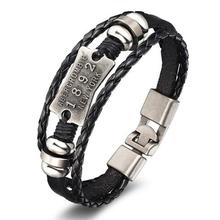 New 2018 Fashion Men's Leather Leaf Bracelets Rock Punk Skeleton Charms Cuff Bracelet Bangles Casual Jewelry Male Accessories