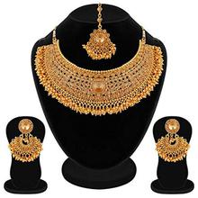 Apara Bridal Gold Plated Pearl LCT Stones Necklace Jewellery