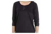 Solid Kurti Top For Women-Black