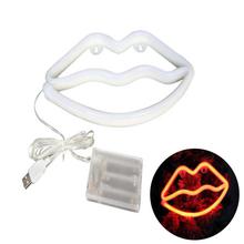 Creative Neon Light Sign Red Lip Kiss Decor Night Light For Bedroom Bar Party Wall Decoration Lips Modeling Light