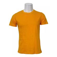 Yellow 100% Cotton Round Neck T-Shirt For Men