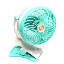 YL-676 USB Rechargeable 4-Inches Mini Clip Fan - White/Green