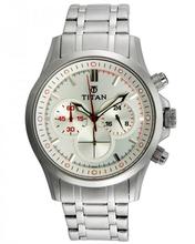 Titan Octane Silver Dial Chronograph Watch For Men - 90087KM01