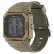 77048PP01 Grey Dial Digital Watch for Men- Golden